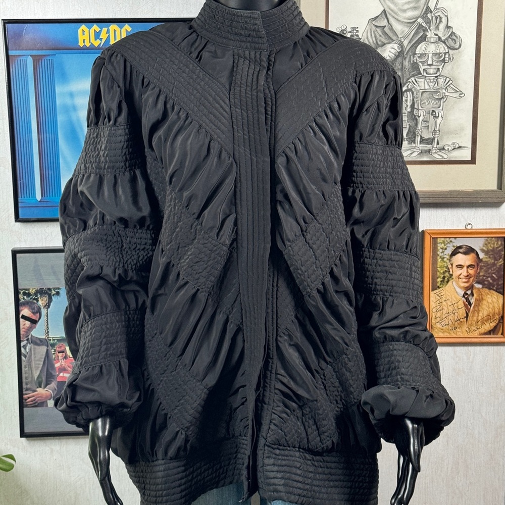 Vintage Marguerite Rubel Quilted Black Jacket | USA Made Textured Statement Coat